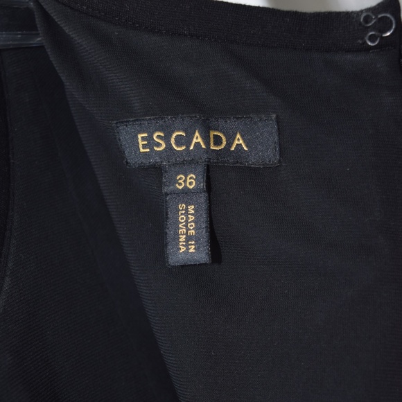 Escada Black Cap Sleeve Pleated Dress. Viscose Blend. Size 36 (US 6) - Picture 5 of 6